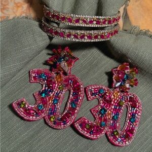 30 Flirty & Thriving beaded earrings & rhinestone bracelet set. | Birthday Glam